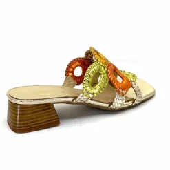 Féminin|Sandales<Ivoire0303 Mules Ivoire 21036 Cuir Or Jaune Orange Multicolore