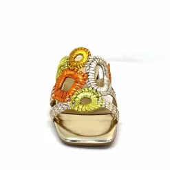Féminin|Sandales<Ivoire0303 Mules Ivoire 21036 Cuir Or Jaune Orange Multicolore
