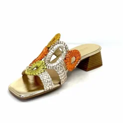 Féminin|Sandales<Ivoire0303 Mules Ivoire 21036 Cuir Or Jaune Orange Multicolore