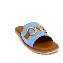 Vacances|Décontracté<382-ivoire Mules Ivoire Tml 27-1 Textile Bleu