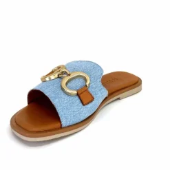 Vacances|Décontracté<382-ivoire Mules Ivoire Tml 27-1 Textile Bleu