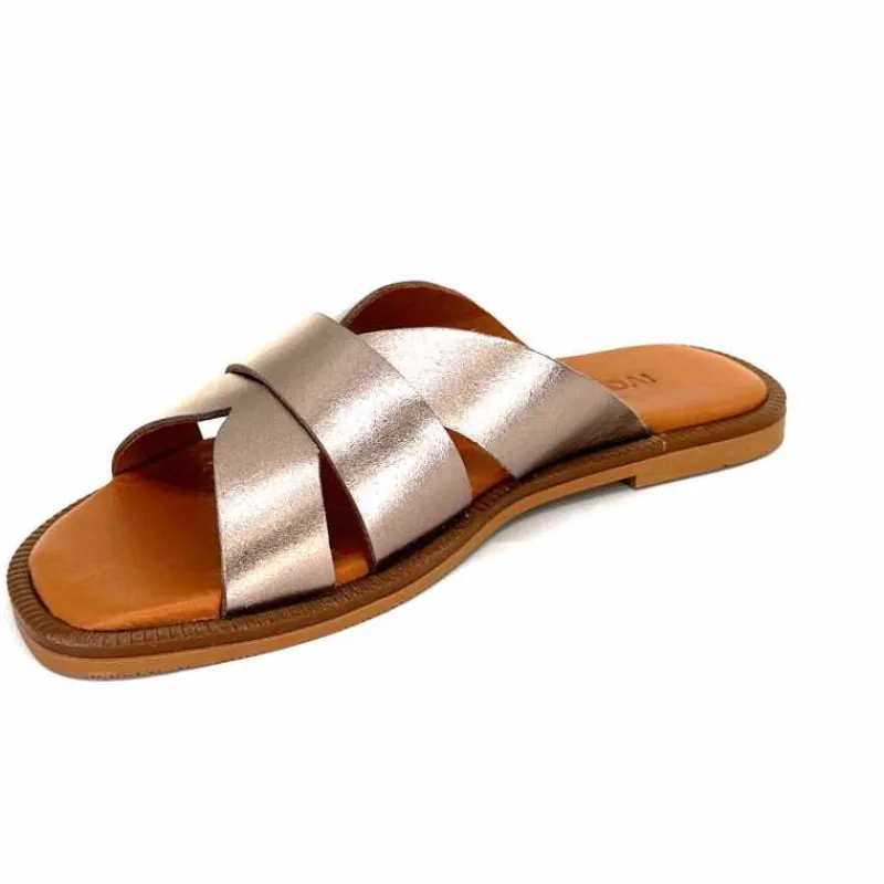 Vacances|Décontracté<382-ivoire Mules Ivoire Tml 58T Cuir Métal Ash GrisMétal