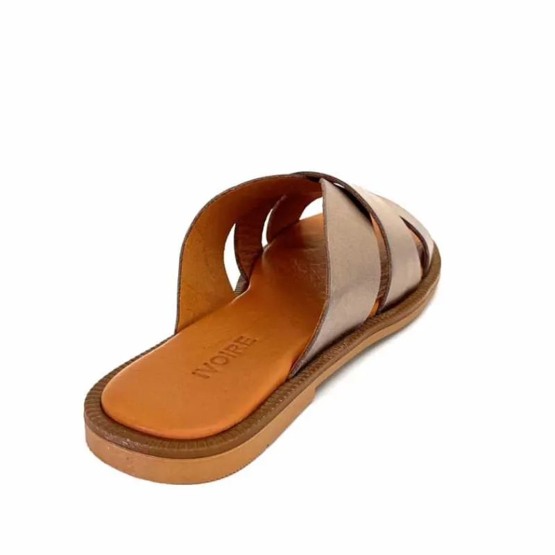 Vacances|Décontracté<382-ivoire Mules Ivoire Tml 58T Cuir Métal Ash GrisMétal