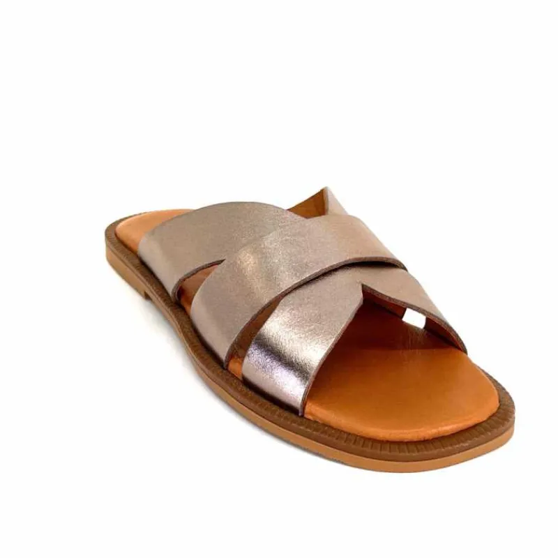 Vacances|Décontracté<382-ivoire Mules Ivoire Tml 58T Cuir Métal Ash GrisMétal