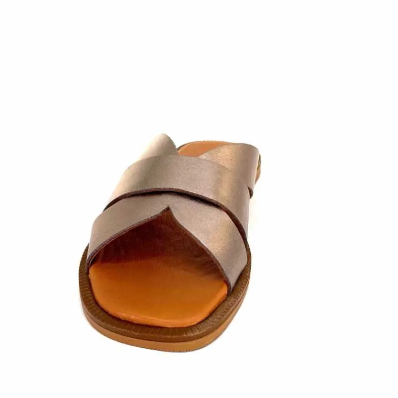 Vacances|Décontracté<382-ivoire Mules Ivoire Tml 58T Cuir Métal Ash GrisMétal