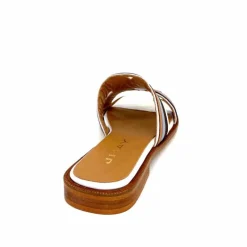 Vacances|Décontracté<JHay Mules 2305 Cuir Marron Blanc Bleu