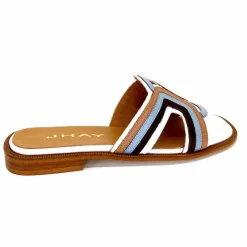 Vacances|Décontracté<JHay Mules 2305 Cuir Marron Blanc Bleu