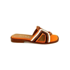 Vacances|Décontracté<JHay Mules 2305 Cuir Marron Blanc Orange