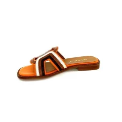 Vacances|Décontracté<JHay Mules 2305 Cuir Marron Blanc Orange