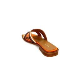 Vacances|Décontracté<JHay Mules 2305 Cuir Marron Blanc Orange