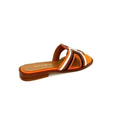 Vacances|Décontracté<JHay Mules 2305 Cuir Marron Blanc Orange