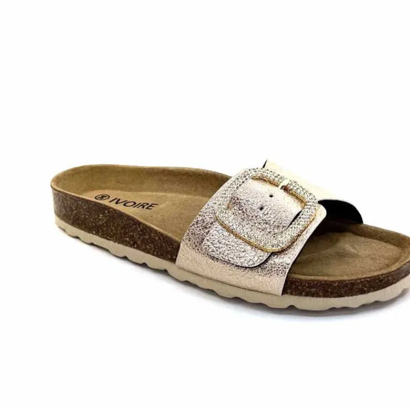 Vacances|Décontracté<Ivoire0473a Mules Plagettes Ivoire 11.71.14.351.412 Métal Dé Or
