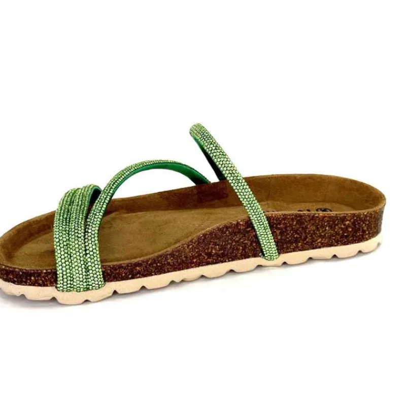 Vacances|Décontracté<Ivoire0473a Mules Plagettes Ivoire 11.71.14160.435 Strass Vert