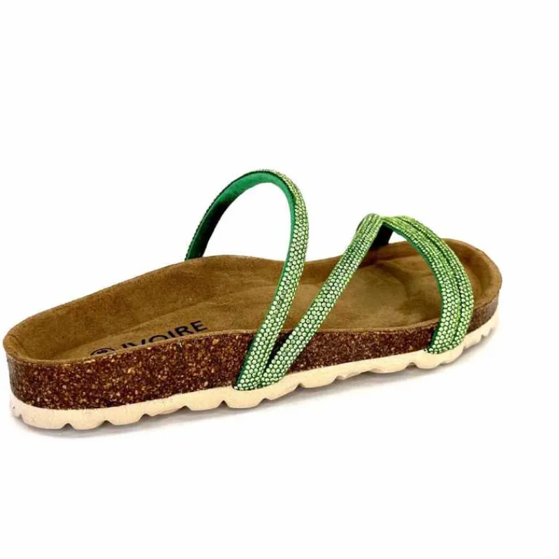 Vacances|Décontracté<Ivoire0473a Mules Plagettes Ivoire 11.71.14160.435 Strass Vert