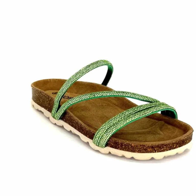 Vacances|Décontracté<Ivoire0473a Mules Plagettes Ivoire 11.71.14160.435 Strass Vert