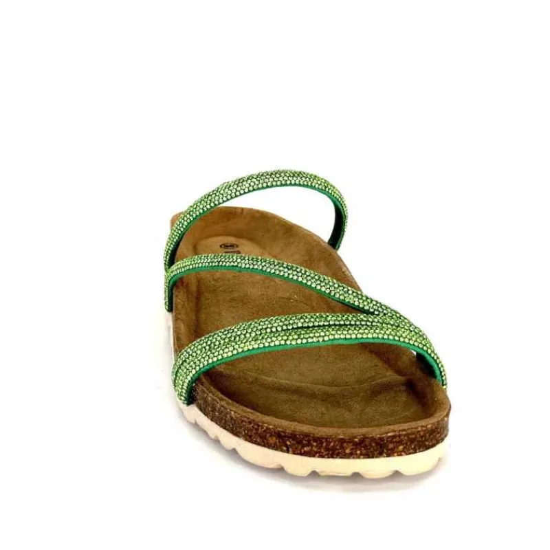 Vacances|Décontracté<Ivoire0473a Mules Plagettes Ivoire 11.71.14160.435 Strass Vert