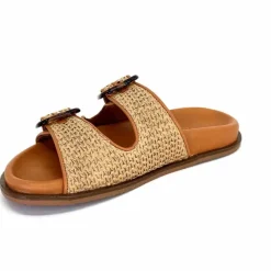Vacances|Décontracté<382-ivoire Mules Plagettes Ivoire D27088-803 Raffia Coconut