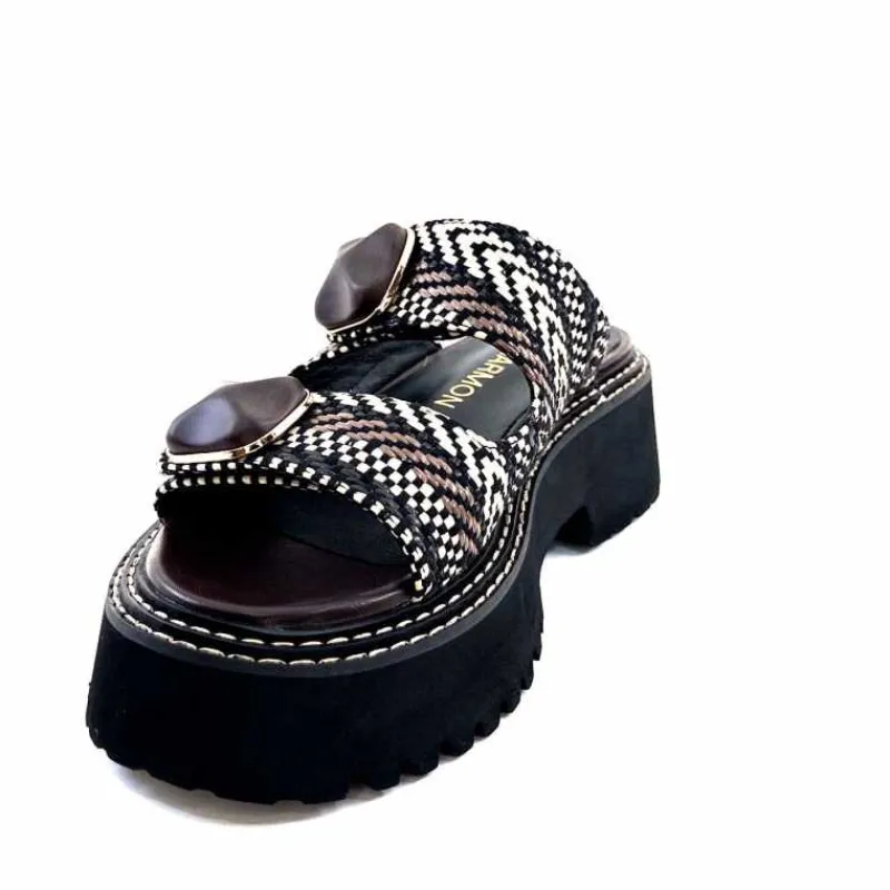 Compensées & Plateformes|Mules<noa harmon Mules Plateforme 9684 M55 Beige Noir