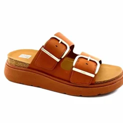 Vacances|Mules<Fitflop Mules Plateformes He8/592 Cuir Camel