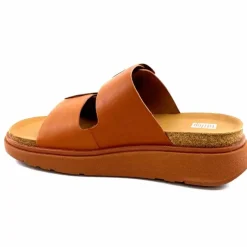 Vacances|Mules<Fitflop Mules Plateformes He8/592 Cuir Camel