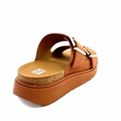 Vacances|Mules<Fitflop Mules Plateformes He8/592 Cuir Camel