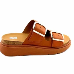 Vacances|Mules<Fitflop Mules Plateformes He8/592 Cuir Camel