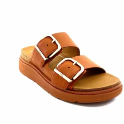 Vacances|Mules<Fitflop Mules Plateformes He8/592 Cuir Camel