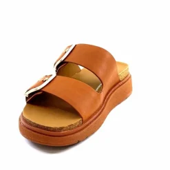 Vacances|Mules<Fitflop Mules Plateformes He8/592 Cuir Camel