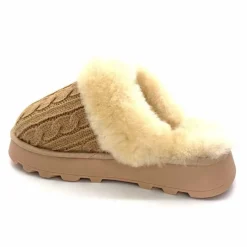 Fourrure|Décontracté<Nathan Baume Pantoufles Fourrées 242 N70 03 Mailles Beige