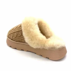 Fourrure|Décontracté<Nathan Baume Pantoufles Fourrées 242 N70 03 Mailles Beige