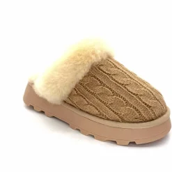 Fourrure|Décontracté<Nathan Baume Pantoufles Fourrées 242 N70 03 Mailles Beige