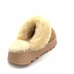 Fourrure|Décontracté<Nathan Baume Pantoufles Fourrées 242 N70 03 Mailles Beige