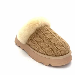 Fourrure|Décontracté<Nathan Baume Pantoufles Fourrées 242 N70 03 Mailles Beige