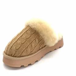 Fourrure|Décontracté<Nathan Baume Pantoufles Fourrées 242 N70 03 Mailles Beige