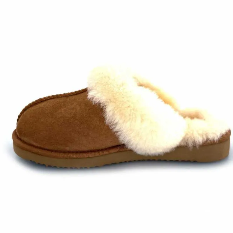 Fourrure|Décontracté<sweet heritage Pantoufles Luge Daim Camel