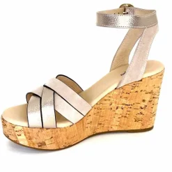 Vacances|Compensées & Plateformes<Nero Giardini Sandales à Compensées NeroGiardini 410610 D677 Cuir Métal Daim Gris GrisClair