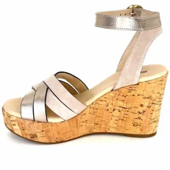 Vacances|Compensées & Plateformes<Nero Giardini Sandales à Compensées NeroGiardini 410610 D677 Cuir Métal Daim Gris GrisClair