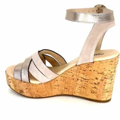 Vacances|Compensées & Plateformes<Nero Giardini Sandales à Compensées NeroGiardini 410610 D677 Cuir Métal Daim Gris GrisClair