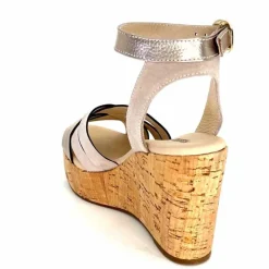 Vacances|Compensées & Plateformes<Nero Giardini Sandales à Compensées NeroGiardini 410610 D677 Cuir Métal Daim Gris GrisClair