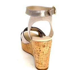 Vacances|Compensées & Plateformes<Nero Giardini Sandales à Compensées NeroGiardini 410610 D677 Cuir Métal Daim Gris GrisClair