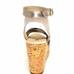 Vacances|Compensées & Plateformes<Nero Giardini Sandales à Compensées NeroGiardini 410610 D677 Cuir Métal Daim Gris GrisClair