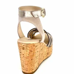 Vacances|Compensées & Plateformes<Nero Giardini Sandales à Compensées NeroGiardini 410610 D677 Cuir Métal Daim Gris GrisClair