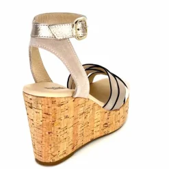 Vacances|Compensées & Plateformes<Nero Giardini Sandales à Compensées NeroGiardini 410610 D677 Cuir Métal Daim Gris GrisClair