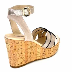 Vacances|Compensées & Plateformes<Nero Giardini Sandales à Compensées NeroGiardini 410610 D677 Cuir Métal Daim Gris GrisClair