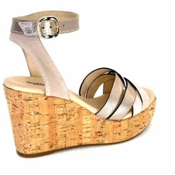 Vacances|Compensées & Plateformes<Nero Giardini Sandales à Compensées NeroGiardini 410610 D677 Cuir Métal Daim Gris GrisClair