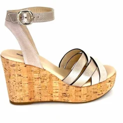 Vacances|Compensées & Plateformes<Nero Giardini Sandales à Compensées NeroGiardini 410610 D677 Cuir Métal Daim Gris GrisClair