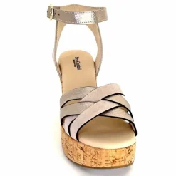 Vacances|Compensées & Plateformes<Nero Giardini Sandales à Compensées NeroGiardini 410610 D677 Cuir Métal Daim Gris GrisClair