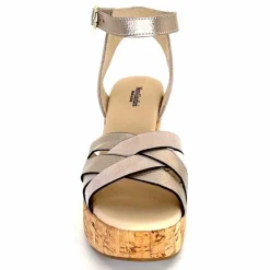 Vacances|Compensées & Plateformes<Nero Giardini Sandales à Compensées NeroGiardini 410610 D677 Cuir Métal Daim Gris GrisClair