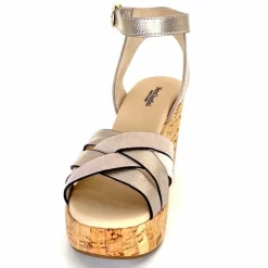 Vacances|Compensées & Plateformes<Nero Giardini Sandales à Compensées NeroGiardini 410610 D677 Cuir Métal Daim Gris GrisClair