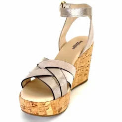 Vacances|Compensées & Plateformes<Nero Giardini Sandales à Compensées NeroGiardini 410610 D677 Cuir Métal Daim Gris GrisClair